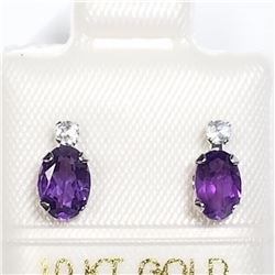 10K WHITE GOLD AMETHYST MOONSTONE EARRINGS