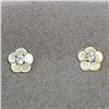 Image 1 : 14K YELLOW GOLD MOTHER OF PEARL CZ EARRINGS