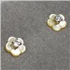 Image 2 : 14K YELLOW GOLD MOTHER OF PEARL CZ EARRINGS