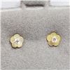 Image 3 : 14K YELLOW GOLD MOTHER OF PEARL CZ EARRINGS