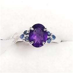 STERLING SILVER AMETHYST RING SIZE 7.25