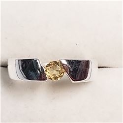 STERLING SILVER CITRINE RING SIZE 7.25