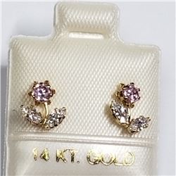 14K YELLOW GOLD CUBIC ZIRCONIA EARRINGS