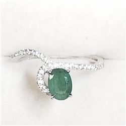 STERLING SILVER EMERALD CZ RING SIZE 7.5