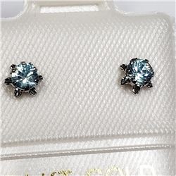 14K WHITE GOLD BLUE ZIRCON EARRINGS