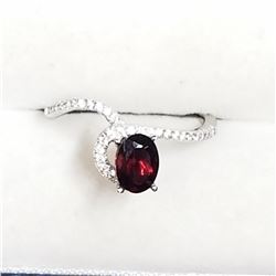 STERLING SILVER GARNET CZ RING SIZE 8.25