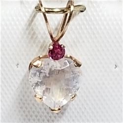 10K YELLOW GOLD MOONSTONE RUBY PENDANT