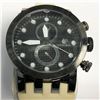 Image 1 : 49) ROCAWEAR WHITE LEATHER MENS CHRONOGRAPH WATCH