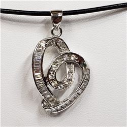 78) STERLING SILVER CUBIC ZIRCONIA NECKLACE