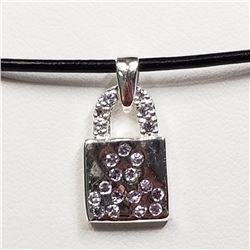 67) STERLING SILVER CUBIC ZIRCONIA NECKLACE