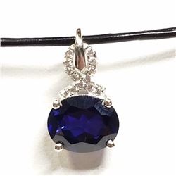 96) STERLING SILVER SAPPHIRE CZ NECKLACE