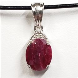 84) STERLING SILVER RUBY DIAMOND NECKLACE
