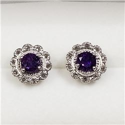 82) STERLING SILVER AMETHYST EARRINGS