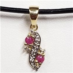 89) GOLD-PLATED ST. SILVER RUBY & CZ NECKLACE
