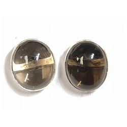 22) STERLING SILVER SMOKY QUARTZ EARRINGS