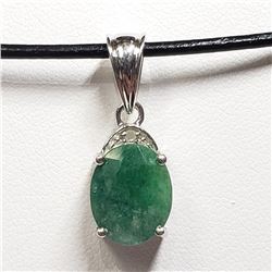 16) STERLING SILVER EMERALD DIAMOND NECKLACE