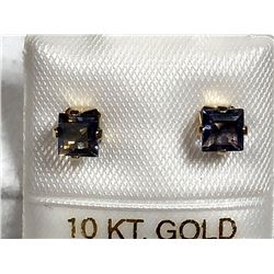 42) 10K YELLOW GOLD IOLITE EARRINGS
