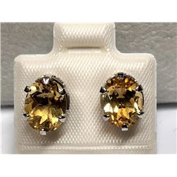 7) 14K WHITE GOLD CITRINE EARRINGS