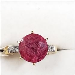 73) GOLD-PLATED ST. SILVER RUBY & CZ RING SIZE 6