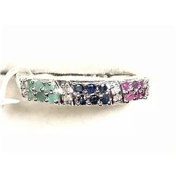 23) STERLING SILVER GEMSTONE RING SIZE 6.75