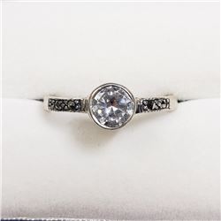 14) STERLING SILVER CZ MARCASITE RING SIZE 7.75