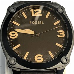 28) FOSSIL BLACK AND DARK BROWN WATCH WORKING