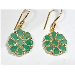 13) GOLD-PLATED STERLING SILVER EMERALD EARRINGS