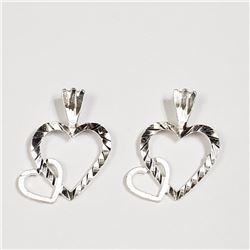 64) STERLING SILVER 2 HEART PENDANT