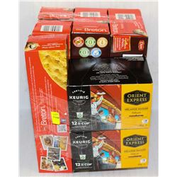 7 BOXES BRETON CRACKERS 2 BOXES KEURIG K CUPS