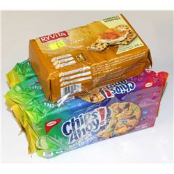 3 PACKS OF CHIPS AHOY! AND BOX OF RYE CRACKERS