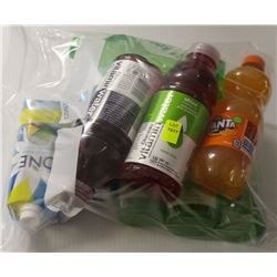 9 BOTTLES OF ASSORTED WATER AND POP