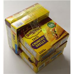 LOT OF OLD EL PASO TACO SHELLS AND FAJITAS MIX