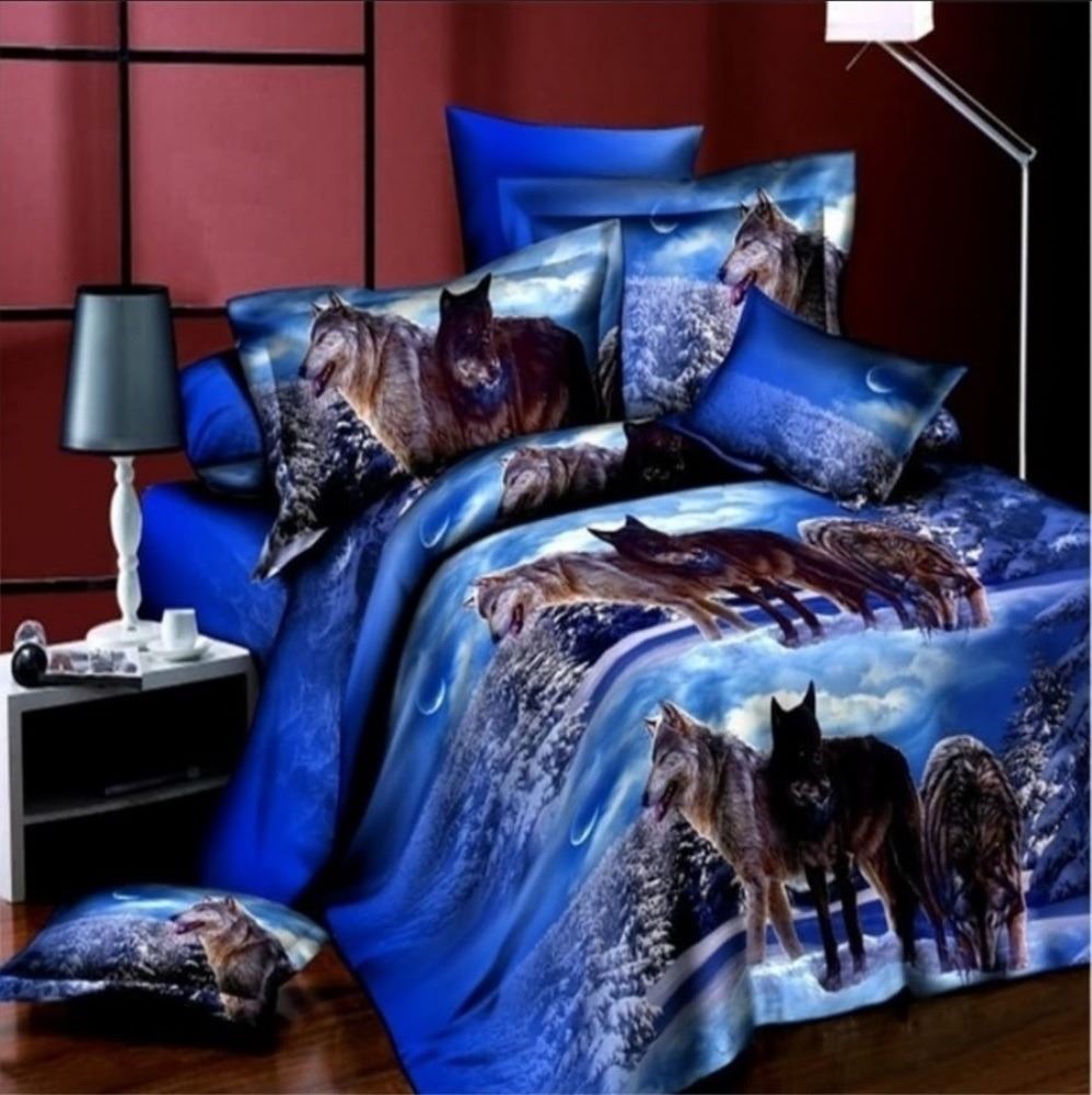 NEW 3PC KING SIZE WOLF 3D BEDDING SET INCL Kastner Auctions