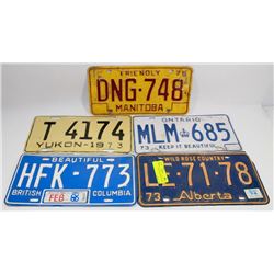 LOT OF 5 VINTAGE LICENSE PLATES