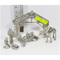 7 PIECE HEAVY PEWTER NATIVITY SET BY OCEAN ART