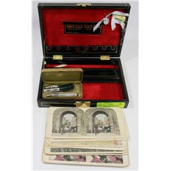 MENS JEWELRY CASE WITH ANTIQUE GILLETTE RAZOR