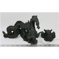 CERAMIC DRAGON AND GARGOYLE FIGURES
