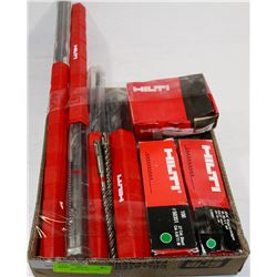 FLAT OF ASSORTED HILTI BITS  FASTENERS