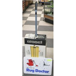 RUG DOCTOR CLOCK AND VINTAGE BISSEL RUG SHAMPOO