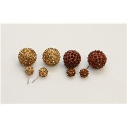 2 PAIRS OF NEW "DOUBLE THE FUN" SPARKLE BALLS STUD