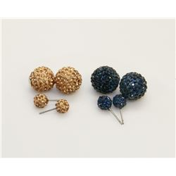 2 PAIRS OF NEW "DOUBLE THE FUN" SPARKLE BALLS STUD