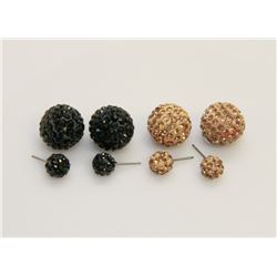 2 PAIRS OF NEW "DOUBLE THE FUN" SPARKLE BALLS STUD