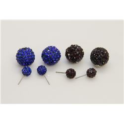 2 PAIRS OF NEW "DOUBLE THE FUN" SPARKLE BALLS STUD