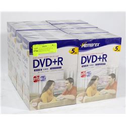 EIGHT 5 PACKS OF NEW DVD+R BLANK DISKS WITH CASES
