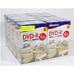EIGHT 5 PACKS OF NEW DVD-R BLANK DISKS WITH CASES