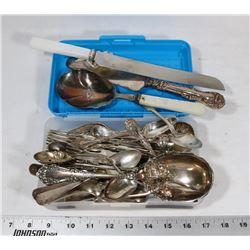 CONTAINER OF ASSORTED SILVERWARE