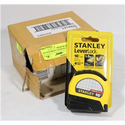 BOX OF STANLEY LEVERLOCK TAPE MEASURES
