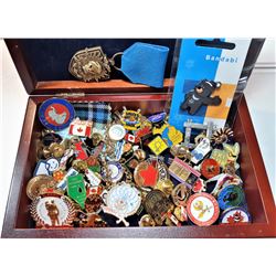 22)  WOODEN BOX WITH WINTER SCENE OF