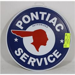 PONTIAC SERVICE 11.5" ROUND REPRODUCTION SIGN.