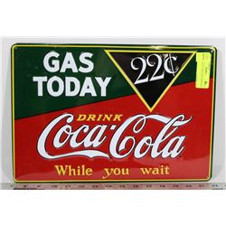 15X10.5" GAS 7 COCA COLA REPLICA SIGN.